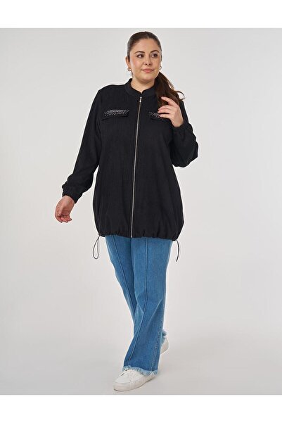 Kayra Sweatshirt with Cap Pocket Detail Black