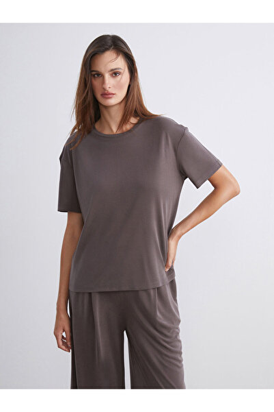 LC Waikiki Brown Crew Neck Modal Blend Women's T-Shirt