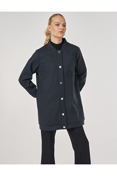 KYR Appliqued Short Cashmere Coat Smoked