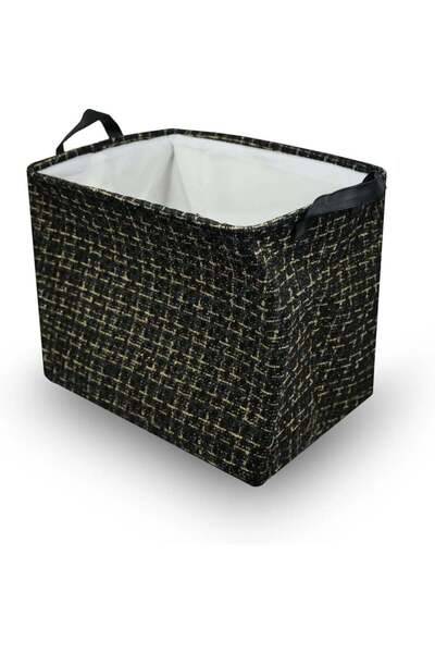 Home Dwell Premium Black & Gold Tweed Laundry Hamper - Large Rectangular Collapsible Storage Bin