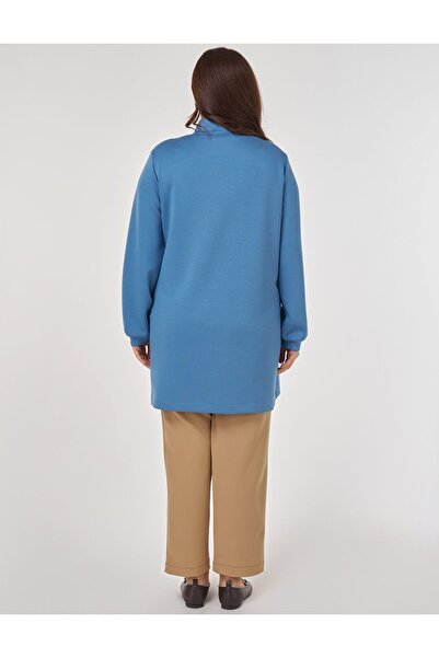 Kayra Mock Neck Scuba Sweatshirt Crown Blue