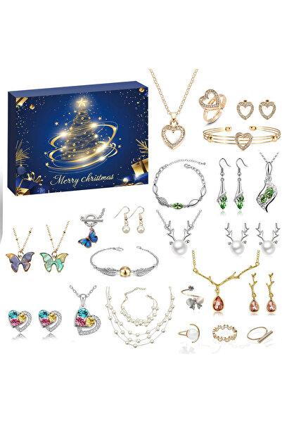 NO BRAND Christmas advent calendar blind box containing earrings necklaces su...