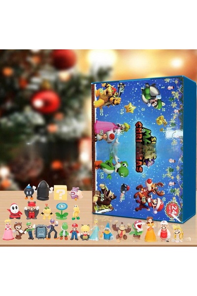 NO BRAND صندوق تقويم عيد الميلاد المجيد، سلسلة ماريو، ٢٤ قطعة، MH-60