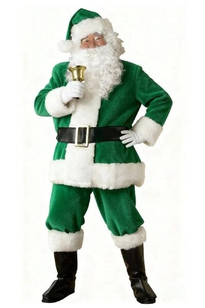 Bkmc Koyu Yeşil Noel Baba Kostümü Yetişkin