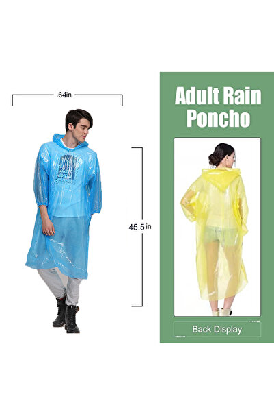 Generic Rain Coats for Adults and Kids - 5 Pcs Thickened Transparent Hooded Rain Ponchos (3 Adults 2 Kids)