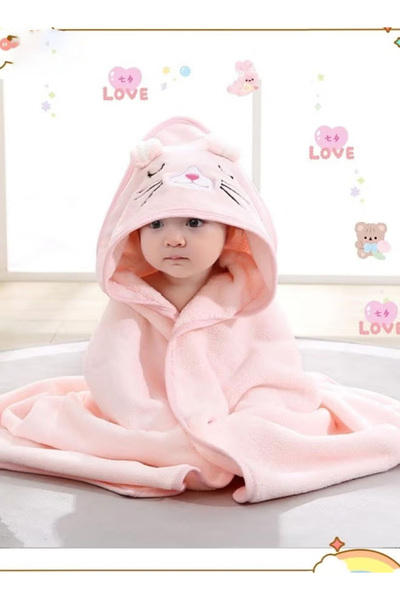 Generic Ultra Soft Hooded And Highly Absorbent Bathrobe Blanket Baby Bath Towel Grey 80 x 80 Cm