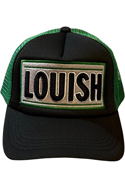 Generic Black and Green Mesh Baseball Cap with 'LOUISH' Metal Logo