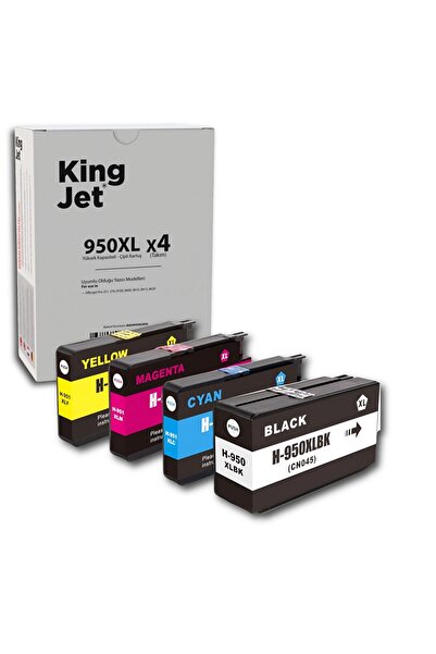 Hp OfficeJet Pro 8600 Uyumlu Yüksek Kapasiteli 4 Renk (Takım) Çipli Muadil Kartuş | 950XL