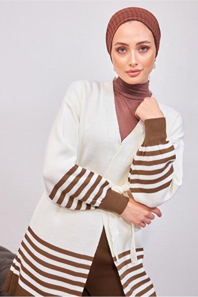 TRENDTESETTÜR Women's Taba Belted Knitwear Cardigan t 3708-1