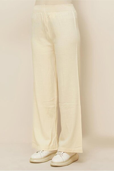 TRENDTESETTÜR Women's Ecru Tricot Pants t 3844