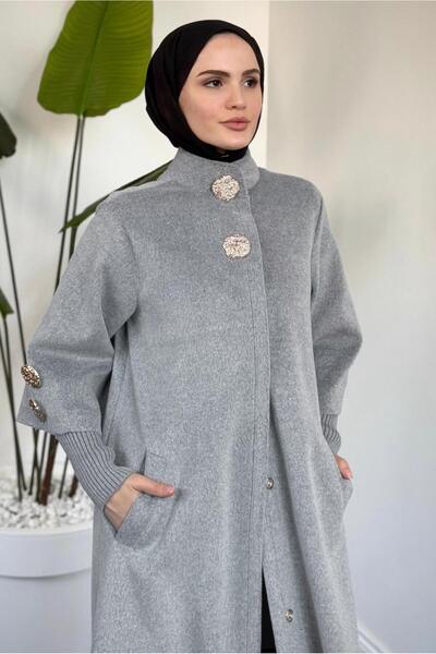 TRENDTESETTÜR Women's Gray Cashemere Coat t 4526