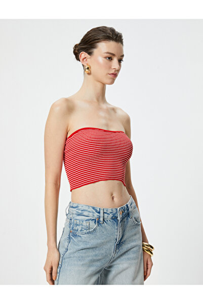 Koton Strapless Crochet Crop Top