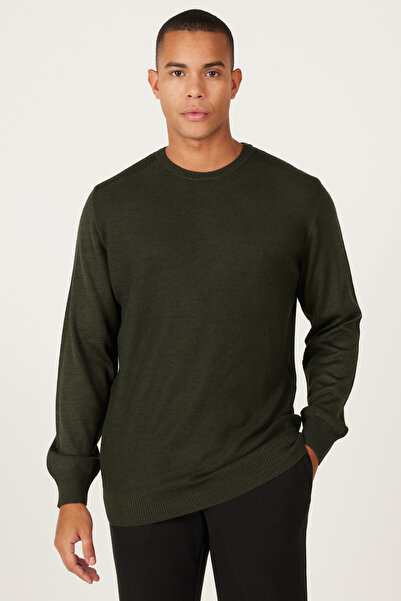 ALTINYILDIZ CLASSICS Трикотажний светр Yunlu Standard Fit Regular Fit з капюшоном з горловиною хакі