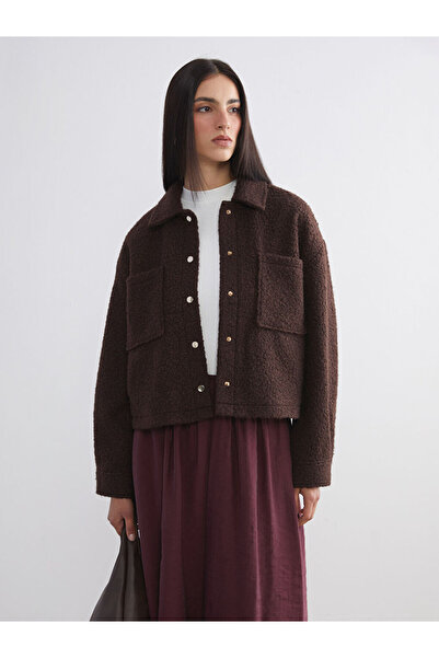 LC Waikiki Shirt Collar Oversized Women's Plush Jacket