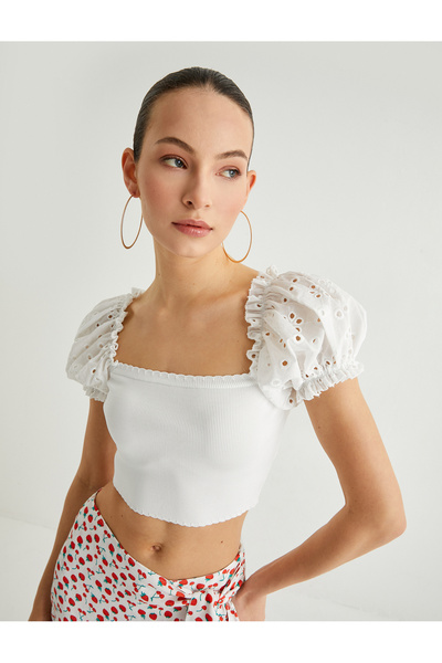 Koton Bluză crop cu mâneci cu balon Fisto