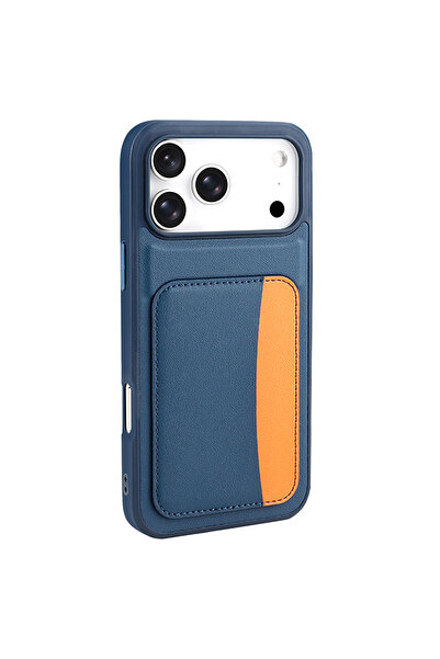 Case 4U Apple Iphone 17 Pro Kılıf Kartlıklı X-Kart Silikon Kapak Lacivert
