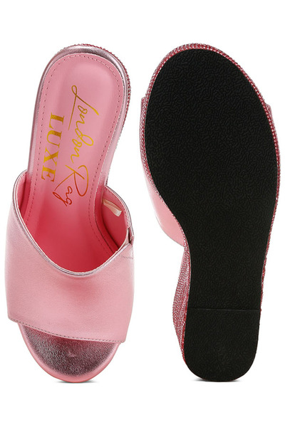 london Rag Women Wedge Heel Peep Toe Sandals in Pink