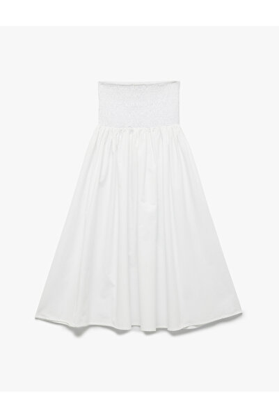 Koton Cotton Gipeli Poplin Flared Long Skirt