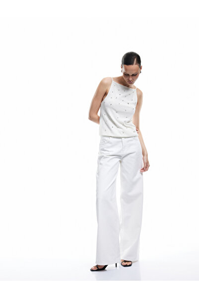 Koton Μπλούζα με λεπτές τιράντες και ανοιχτή πλάτη με πέτρες