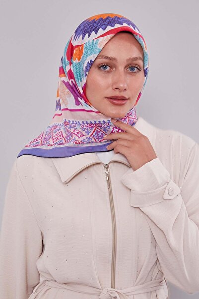 Levidor Purple Ethnic Pattern Cotton Scarf