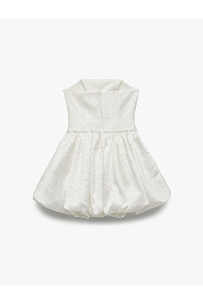 Koton Βραδινό φόρεμα με στράπλες ζακάρ μίνι μπαλόνι