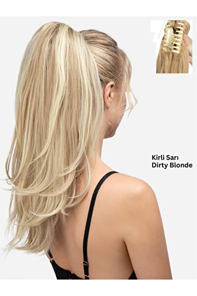 YARAT Kirli Sarı Hafif Dalgalı Tokalı Veya Tokasız At Kuyruğu Peruk 56 Cm 150...