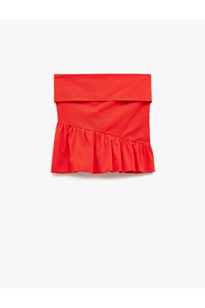 Koton Ruffled Strapless Blouse with Cat Detail