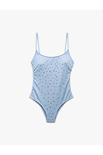 Koton Thin Straps U Neck Shiny Stone Detailed Swimsuit