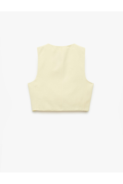 Koton Cotton Lined V-Neck Sleeveless Viscose Short Vest