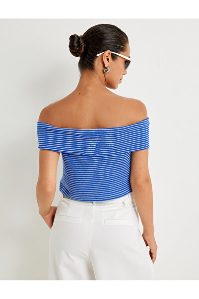 Koton Open Shoulder Top with Layer Detail Cotton Slim Fit