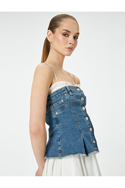 Koton Τζιν τοπ χωρίς λουράκια με κουμπιά