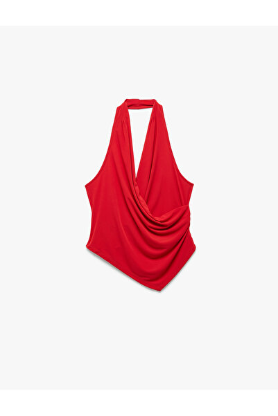 Koton Μπλούζα με ασύμμετρη κοπή διπλό πέτο με λαιμόκοψη με ανοιχτή πλάτη