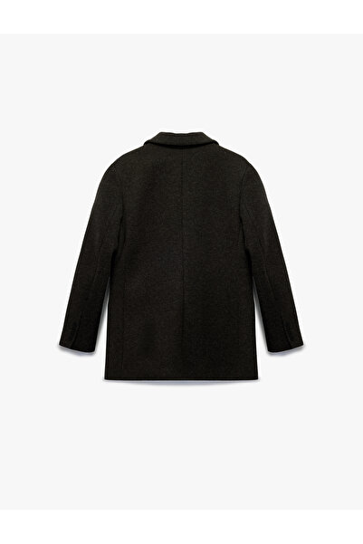 Koton Viscose Blend Wide Collar Pocket Detail Buttoned Long Sleeve Jacket