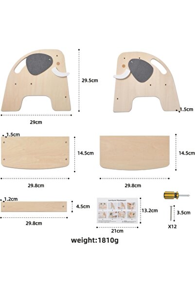 bebeLOGIC Wooden step ladder for children, bathroom booster seat, 2 steps, non-slip, elephant, bebeLOGIC™