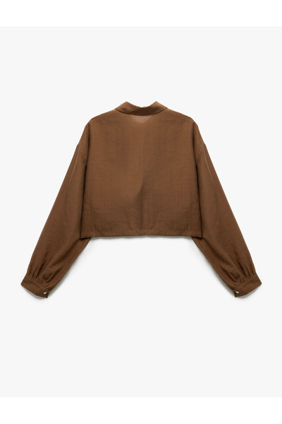 Koton Cămașă cu mânecă lungă din țesătură modală, cu detaliu de buzunar acoperit și guler clasic