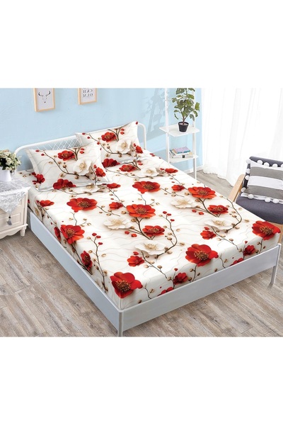 CHIRASO CHIRASO Fitted Sheet Set, Satin Cotton, 160x200 cm and 2 Pillowcases 52x80 cm