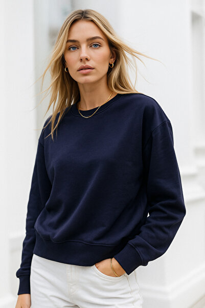 Rich Γυναικείο Λαμπερό Pamuklu İnterlock Oversize Φούτερ