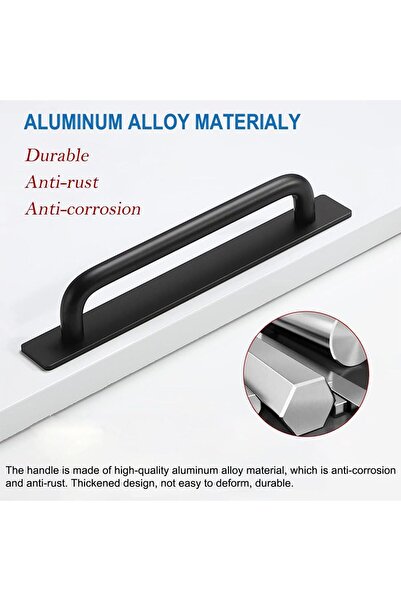 JZS Cabinet Drawer Handles 2PCS Self-Stick Aluminum Black