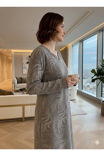 LİMİSSİ Women's 100% Cotton Modal Fabric High Quality Plus Size Home Dress