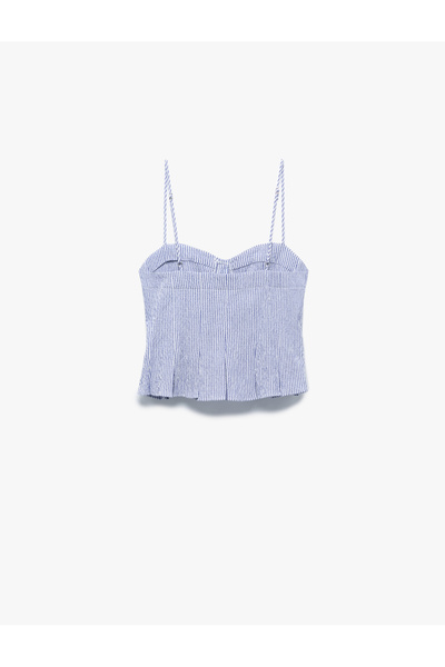 Koton Αμάνικη ριγέ μπλούζα με κουμπιά στο λαιμό