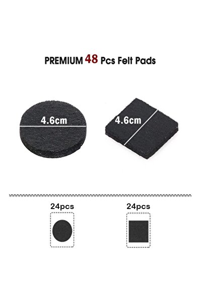 JZS Felt Furniture Pads 48 Pcs Self Adhesive Black