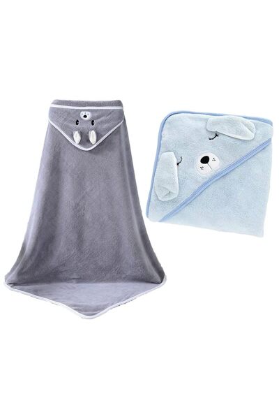 JZS Hooded Baby Towels 2 Pack Soft Bamboo Ultra Absorbent with Hood(Puppy+Ele...