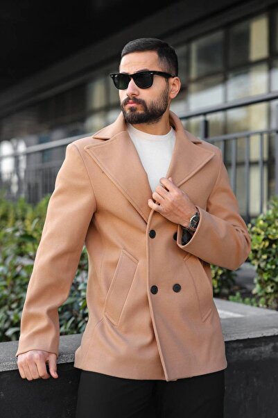 inpool Men'S, Double-Breasted Closure, Sport-Classic, Standard-Fit, Midi Length, Cashmere Coat 634