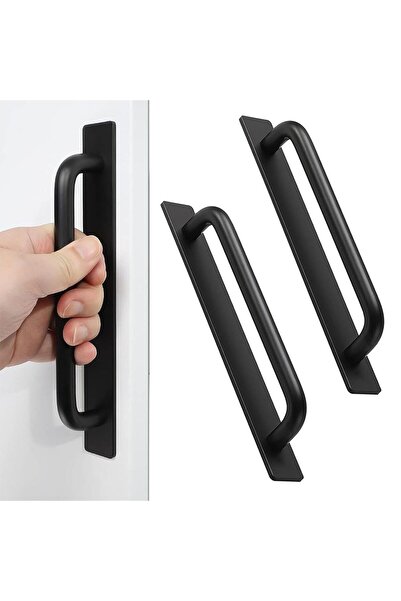 JZS Cabinet Drawer Handles 2PCS Self-Stick Aluminum Black