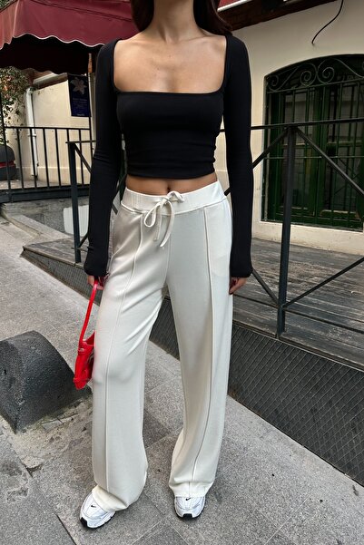 BEJNA Жіночі брюки з м'якою модальною тканиною та деталями Nervür, прямий крій