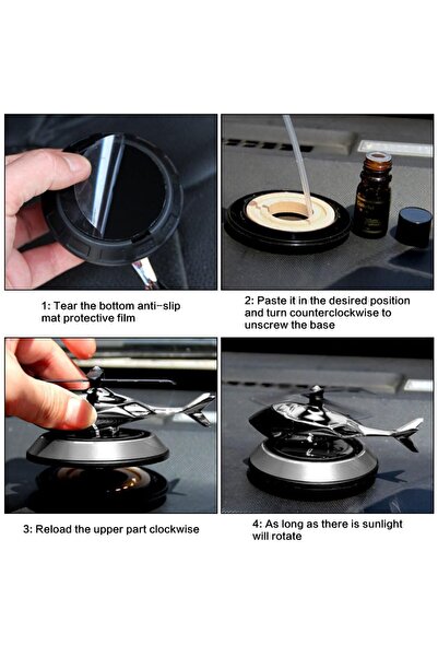 JZS Car Fragrance Diffuser Solar Rotating Air Freshener Ornament Black Gold