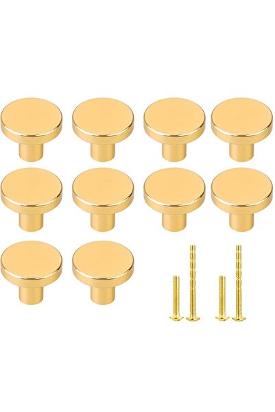 JZS مقابض خزانة دائرية مقاس 37 مم، عبوة من 10 قطع ذهبية