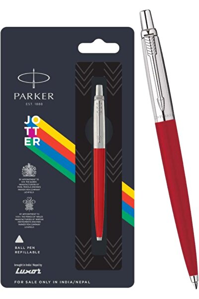 Parker Jotter Standard Ballpoint Pen - Chrome Trim, Red Body