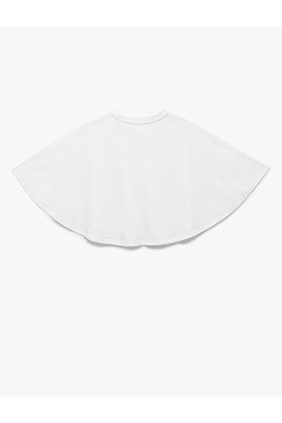 Koton Star Stone Detailed Crew Neck Crop Cape T-Shirt