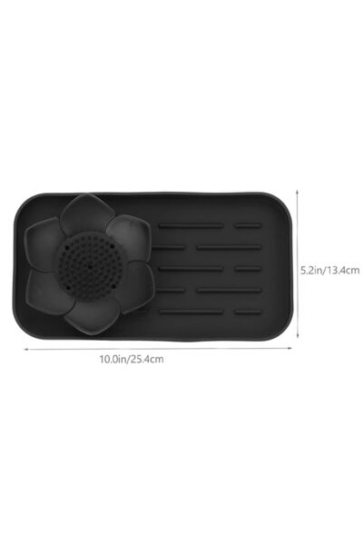 JZS Silicone Soap Holder Draining Tray for Kitchen Bathroom Black